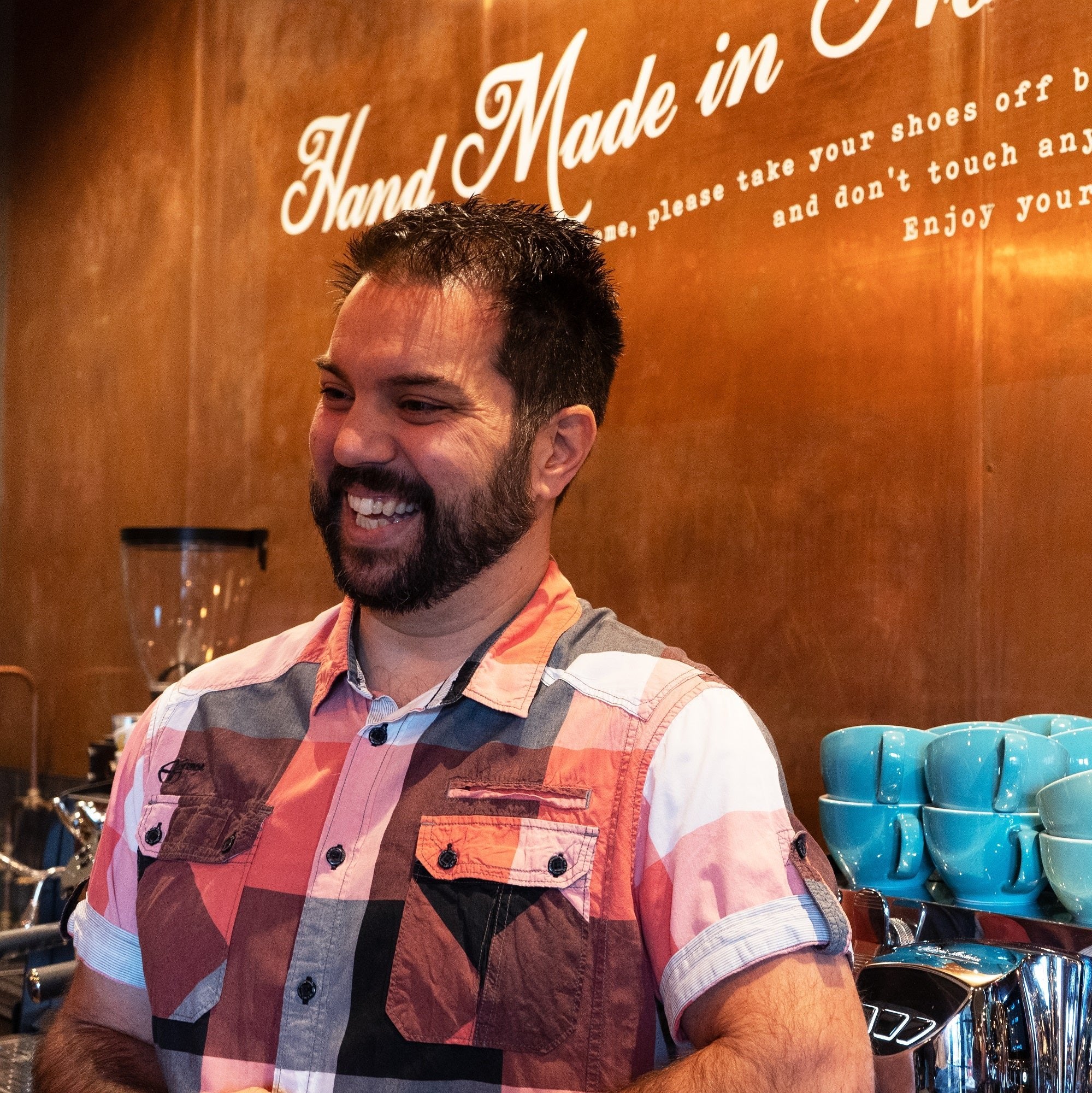 Alex 200 Degrees Senior Head Barista laughing