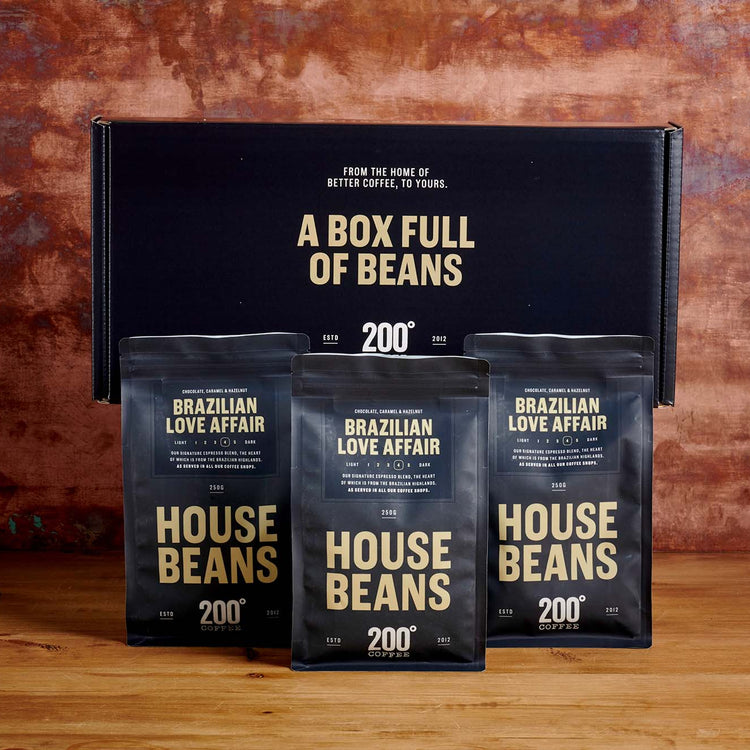 three bags of 200 degrees coffee beans gift box Brazilian love affair