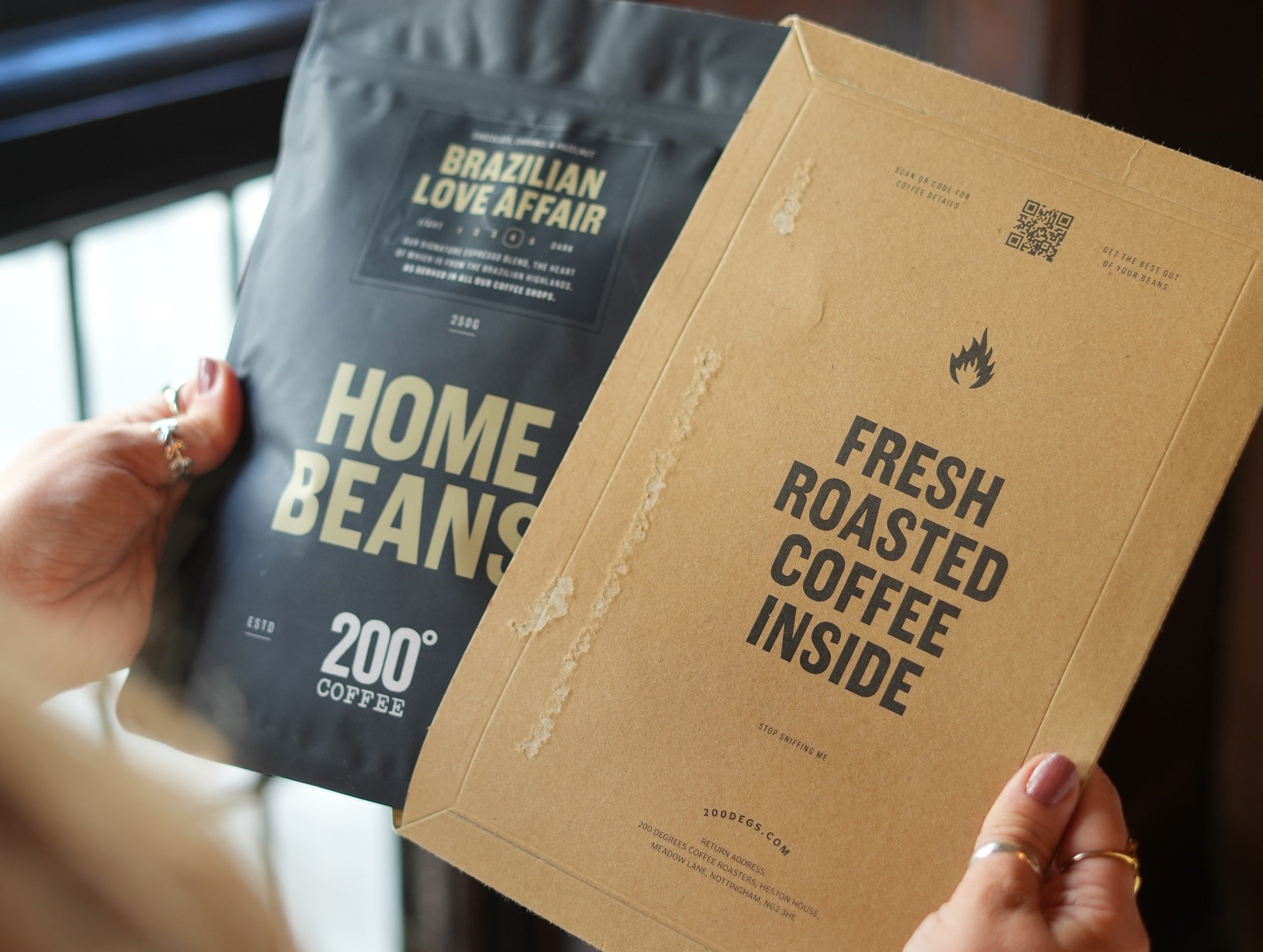 200 Degrees customer opening their Brazilian Love Affair subscription